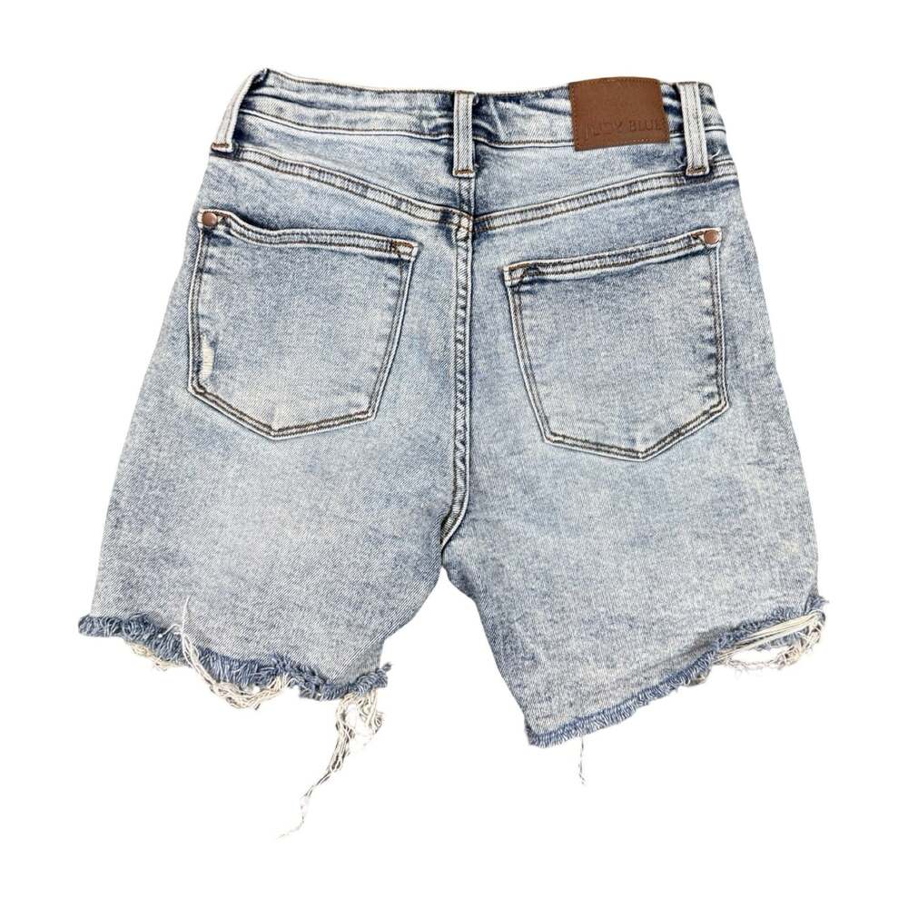 Judy Blue Women’s Light Wash Distressed High Rise Stretch Denim Shorts S - Picture 2 of 11